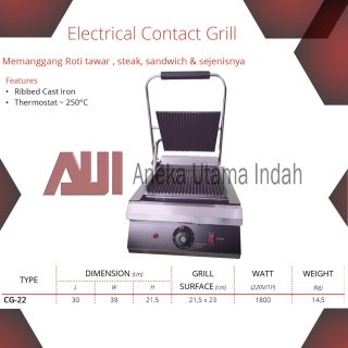 GETRA CG-22 ELECTRICAL CONTACT GRILL / PEMANGGANG ROTI TAWAR, STEAK , SANDWICH & SEJENISNYA