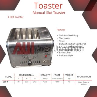 GETRA EST-4 MANUAL BREAD TOASTER - PEMANGGANG ROTI 4 SLOT