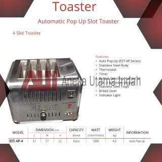 GETRA EST-AP-4 AUTOMATIC POP-UP 4 SLOT BREAD TOASTER / OTOMATIS ROTI NAIK SENDIRI