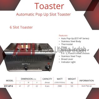 GETRA EST-AP-6 AUTOMATIC POP-UP 6 SLOT  BREAD TOASTER / OTOMATIS ROTI NAIK SENDIRI