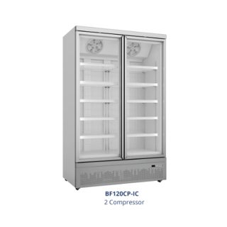 Gea BF120CP-IC Up Right Glass Door Freezer / Bottom Mount Freezer - Freezer Showcase untuk Memajang Ice - Upright Freezer Kaca Berdiri 2 Pintu