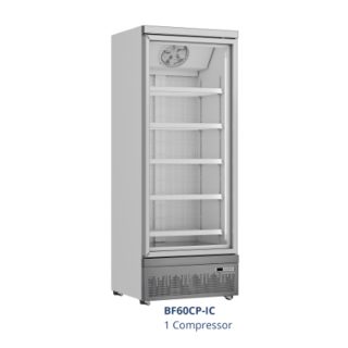 Gea BF60CP-IC Up Right Glass Door Freezer / Bottom Mount Freezer - Freezer Showcase untuk Memajang Ice - Upright Freezer Kaca Berdiri 1 Pintu