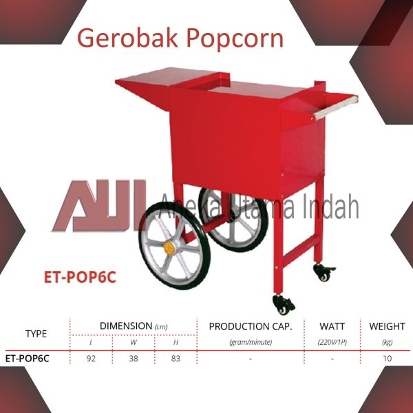 GETRA ET-POP6C GEROBAK POP CORN MACHINE / APLIKASI MESIN POPCORN