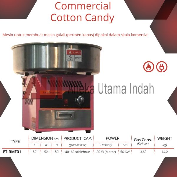 GETRA ET-RMF01 ET RMF01 ETRMF 01 COMMERCIAL CANDY MACHINE MESIN PEMBUAT GULA KAPAS PAKAI GAS / MESIN GULALI / CANDY MACHINE