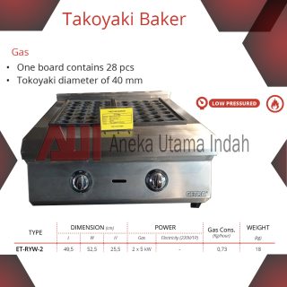 GETRA ET-RYW-2 ET RYW 2 GAS TAKOYAKI BAKER MESIN PEMBUAT TAKOYAKI 2 PAPAN -  MESIN TAKOYAKI PAKAI GAS LOW PRESSURE