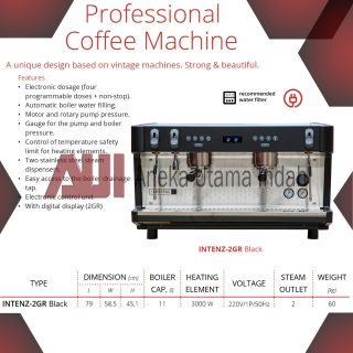 GETRA INTENZ-2GR BLACK COFFEE MACHINE / MESIN PEMBUUAT ESPRESSO & CAPPUCINO 2 GRUP