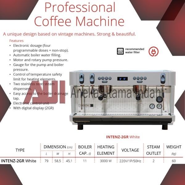 GETRA INTENZ-2GR WHITE COFFEE MACHINE / MESIN PEMBUAT ESPRESSO & CAPPUCINO 2 GRUP
