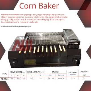 GETRA KE-102 KE102 KE 102 CORN BAKER MESIN JAGUNG BAKAR & SATE DENGAN KIPAS BLOWER DAN RANTAI UNTUK MEMUTAR STICK - INCLUDE TUSUKAN 12 PCS