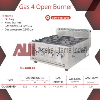 GETRA OL-GOB-60 - KOMPOR 4 TUNGKU - COMMERCIAL GAS 4 OPEN BURNER LOW PRESSURE