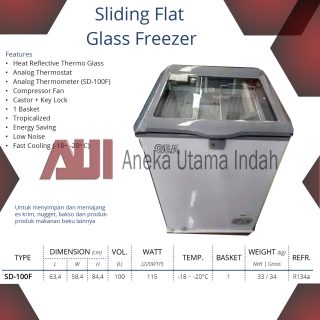 GEA SD-100F LIFT-UP GLASS DOOR FREEZER - KULKAS KACA PEMBEKU ICE CREAM KAPASITAS 100 LITER - PINTU KACA MENGANGKAT SD 100F SD100F