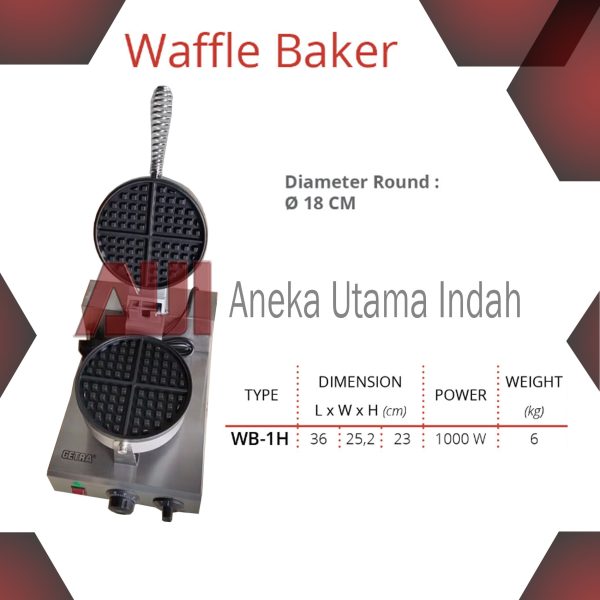 GETRA WB-1H WB1H WB 1H STAINLESS STEEL ROUND WAFFLE BAKER - ALAT PEMANGGANG WAFFLE CROFFLE - PENCETAK CROFFLE  - PEMBUAT WAFFLE