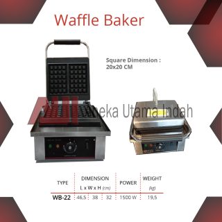 GETRA WB-22 WB22 WB 22 STAINLESS STEEL SQUARE WAFFLE BAKER - ALAT PEMANGGANG WAFFLE CROFFLE - PENCETAK CROFFLE  - PEMBUAT WAFFLE