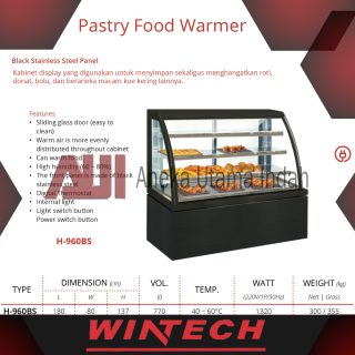 GETRA H-960BS PASTRY FOOD WARMER KABINET PENGHANGAT DAN PEMAJANG MAKANAN SEPERTI ROTI KUE DONAT BOLU DAN KUE KERING LAINNYA - PANEL DEPAN TERBUAT DARI BATU GRANIT HITAM – H-960 H 960