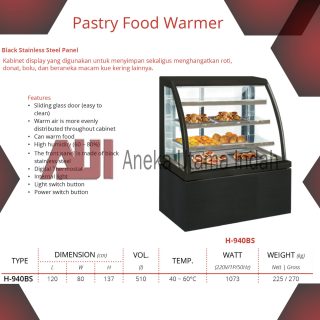 GETRA H-940BS PASTRY FOOD WARMER KABINET - PENGHANGAT DAN PEMAJANG MAKANAN SEPERTI ROTI KUE DONAT BOLU DAN KUE KERING LAINNYA - PANEL DEPAN TERBUAT DARI BATU GRANIT HITAM