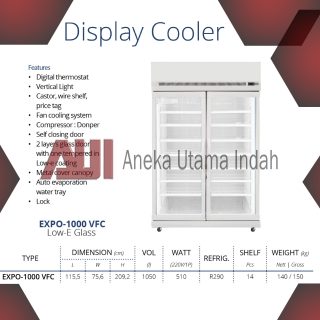 GEA EXPO-1000 VFC DISPLAY COOLER 1050 L / SHOWCASE 2 PINTU / CHILLER / LEMARI PENDINGIN KAPASITAS 14 RAK EXPO 1000VFC