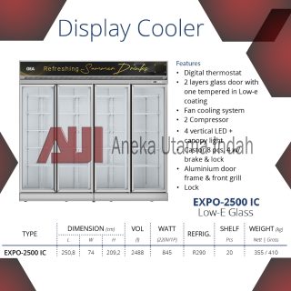 GEA EXPO-2500 IC DISPLAY COOLER 2488 L / SHOWCASE 4 PINTU / CHILLER / LEMARI PENDINGIN KAPASITAS 20 RAK EXPO 2500IC
