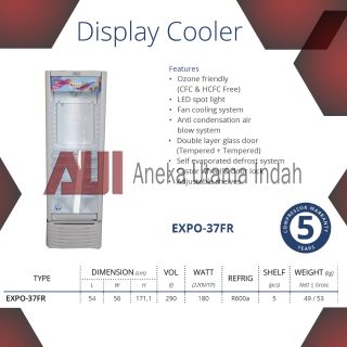 GEA EXPO-37FR EXPO 37FR EXPO 37 FR 1 SATU PINTU SHOWCASE - DISPLAY COOLER - LEMARI KACA BERPENDINGIN - KULKAS KACA - TEMPAT PROMOSI MINUMAN PENDINGIN