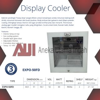 GEA EXPO-50FD WHITE - PINTU SHOWCASE - DISPLAY COOLER - LEMARI KACA BERPENDINGIN - KULKAS KACA 52 L PUTIH