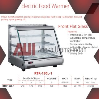 GETRA RTR-130L-1 ELECTRIC FOOD WARMER FRONT FLAT GLASS - MESIN SHOWCASE PEMAJANG & PENGHANGAT MAKANAN CEPAT SAJI