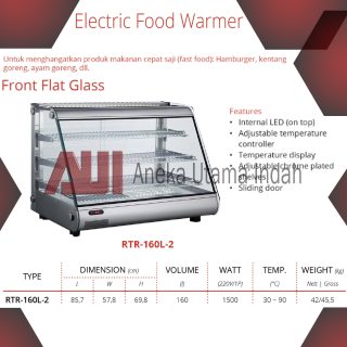 GETRA RTR-160L-2 ELECTRIC FOOD WARMER FRONT FLAT GLASS - MESIN SHOWCASE PEMAJANG & PENGHANGAT MAKANAN CEPAT SAJI