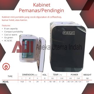 GETRA AQ 6L AQ-6L KABINET MINI - LEMARI PEMANAS PENDINGIN - HOT &COLD MILK CABINET - KULKAS MINI PORTABLE