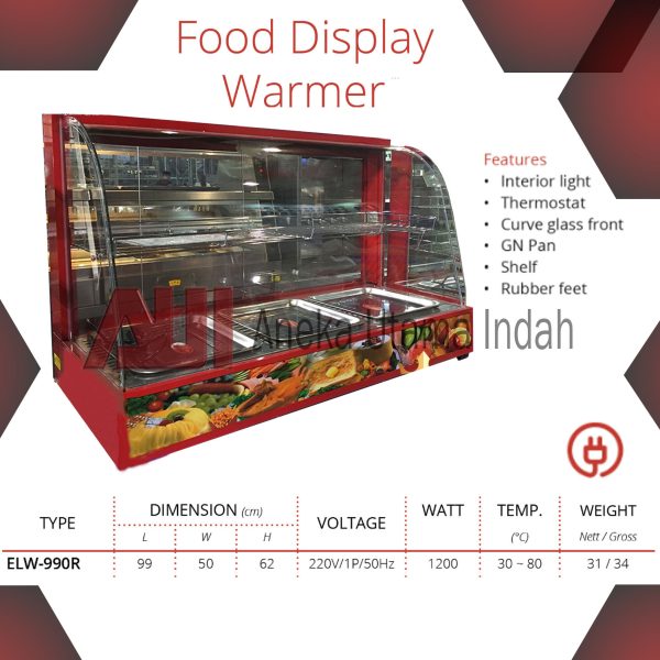GETRA ELW-990R FOOD DISPLAY WARMER MESIN PENGHANGAT DAN PEMAJANG MAKANAN FAST FOOD