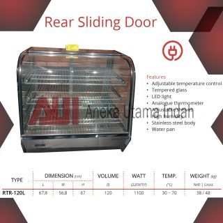 GETRA RTR-120L ELECTRIC FOOD WARMER REAR SLIDING DOOR - PENGHANGAT DAN PEMANJANG MAKANAN, KUE, ROTI, DLL - RTR 120L RTR 120 L