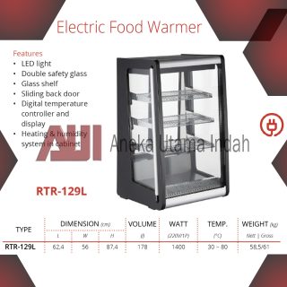 GETRA RTR-129L ELECTRIC FOOD WARMER - MESIN SHOWCASE PEMAJANG & PENGHANGAT KUE, ROTI, MAKANAN CEPAT SAJI DLL