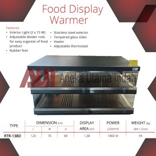 GETRA RTR-138D FOOD DISPLAY WARMER MESIN PENGHANGAT DAN PEMAJANG MAKANAN FAST FOOD - EXTERIOR STAINLESS STEEL