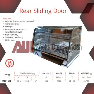 GETRA RTR-160L ELECTRIC FOOD WARMER REAR SLIDING DOOR - PENGHANGAT DAN PEMANJANG MAKANAN, KUE, ROTI, DLL - RTR 160L RTR 160 L