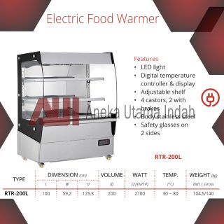 GETRA RTR-200L ELECTRIC FOOD WARMER - MESIN SHOWCASE PEMAJANG & PENGHANGAT KUE, ROTI, MAKANAN CEPAT SAJI DLL