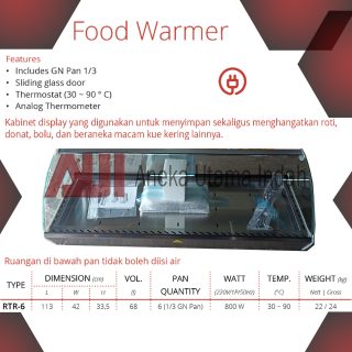 GETRA RTR-6 BAIN MARIE FOOD WARMER/KABINET PENGHANGAT MAKANAN GETRA TIPE RTR-6