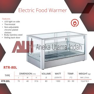 GETRA RTR-80L ELECTRIC FOOD WARMER - MESIN SHOWCASE PEMAJANG & PENGHANGAT KUE, ROTI, MAKANAN CEPAT SAJI DLL