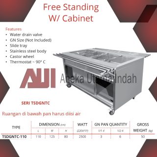 GETRA TSDGNTC-110 FREE STANDING WITH CABINET BAIN MARIE - KABINET PENGHANGAT & PEMAJANG MAKANAN SIAP SAJI - BODY STAINLESS STEEL