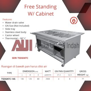 GETRA TSDGNTC-145 FREE STANDING WITH CABINET BAIN MARIE - KABINET PENGHANGAT & PEMAJANG MAKANAN SIAP SAJI - BODY STAINLESS STEEL