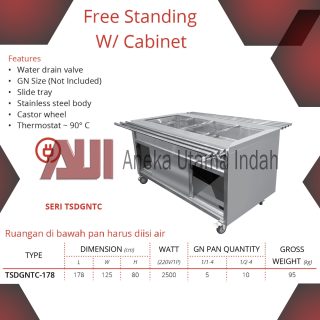 GETRA TSDGNTC-178 FREE STANDING WITH CABINET BAIN MARIE - KABINET PENGHANGAT & PEMAJANG MAKANAN SIAP SAJI - BODY STAINLESS STEEL
