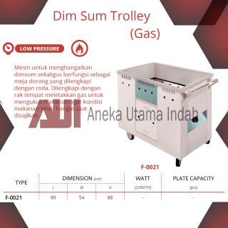 GETRA F-0021 STAINLESS STEEL DIM SUM WARMER WITH TROLLEY - PENGHANGAT DIM SUM MODEL TROLI