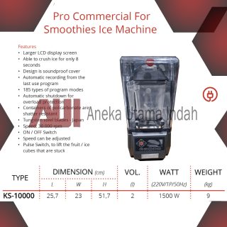 GETRA KS-10000 PRO COMMERCIAL BLENDER HEAVY DUTY WITH SOUNDPROOF COVER - BLENDER BUAH SAYUR DLL KAPASITAS 2 LITER DENGAN COVER ANTI BISING - KS 10000