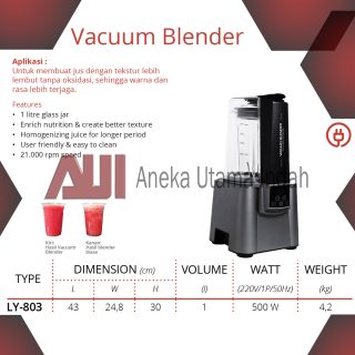 GETRA LY-803 VACUUM BLENDER - JUS BLENDER LEMBUT TANPA OKSIDASI - HEAVY DUTY BLENDER - BLENDER BUAH SAYUR DLL KAPASITAS 1 LITER