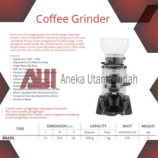 GETRA BRASIL COFFEE GRINDER - MESIN PENGGILING KOPI UNTUK MENGHASILKAN BUBUK KOPI - ORIGIN SPAIN - KAPASITAS HOPER 1 KG
