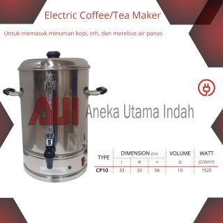 GETRA CP10 CP-10 ELECTRIC COFFEE / TEA MAKER - MESIN PEMBUAT KOPI, TEH DAN MEREBUS AIR PANAS - TABUNG PEMANAS AIR PAKAI LISTRIK - KAPASITAS 10 LITER - STAINLESS STEEL BODY