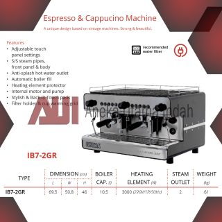 GETRA IBERITAL IB7-2GR IB7 2G IB72G COFFEE MACHINE - ESPRESSO & CAPPUCINO MACHINE - MESIN KOPI PROFESIONAL - MESIN KOPI HITAM MESIN KOPI 2 GRUP