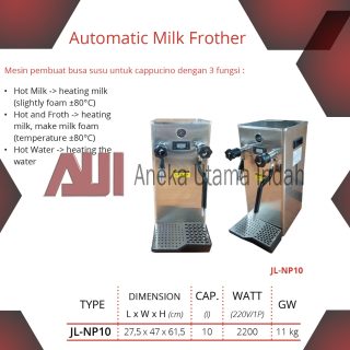 GETRA JL-NP10 AUTOMATIC MILK FROTHER - MESIN PEMBUAT BUSA SUSU UNTUK CAPPUCINO DENGAN 3 FUNGSI - MILK FROTHER LISTRIK - KAPASITAS 10 LITER