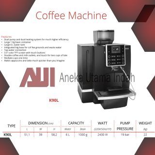 GETRA K90L COFFEE MACHINE FULL AUTOMATIC - MESIN PEMBUAT KOPI HITAM OTOMATIS DARI BIJI KOPI DENGAN POMPA GANDA DAN SISTEM PEMANAS GANDA