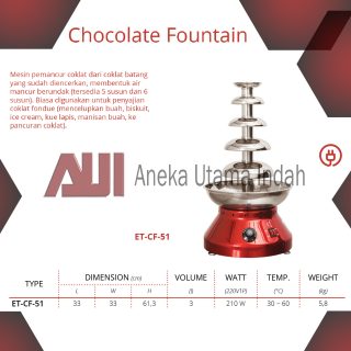 GETRA ET-CF-51 CHOCOLATE FOUNTAIN / MESIN PEMANCUR COKLAT - MESIN COKLAT MEMBENTUK AIR MANCUR BERUNDAK 5 SUSUN - PENYAJIAN COKLAT FONDUE