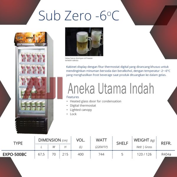 GEA EXPO-500BC DISPLAY COOLER / BEER COOLER / SHOWCASE KHUSUS UNTUK MENYIMPAN BEER