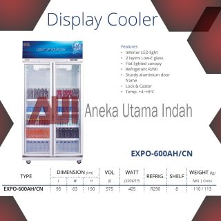 GEA EXPO-600AH/CN Display Cooler / Kulkas Kaca Berdiri / Pendingin Minuman / Showcase 2 Pintu Kaca