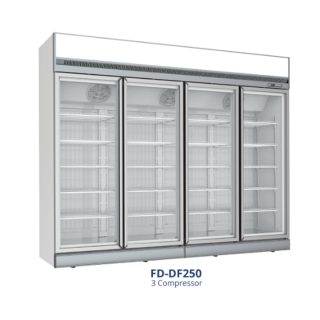 Gea FD-DF250 Up Right Glass Door Freezer - Freezer Showcase untuk Memajang Ice Cream, Frozen Food, Daging Beku - Freezer Automatic Defrost