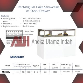 GEA MM860V WHITE MARBLE DRAWER STYLE CAKE SHOWCASE / SHOWCASE KUE LACI