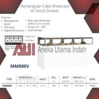 GEA MM880V WHITE MARBLE DRAWER STYLE CAKE SHOWCASE / SHOWCASE KUE LACI